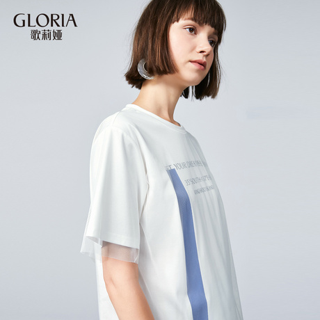 GLORIA/歌莉娅女装2018秋季拼网布针织衫187J0B050商品大图