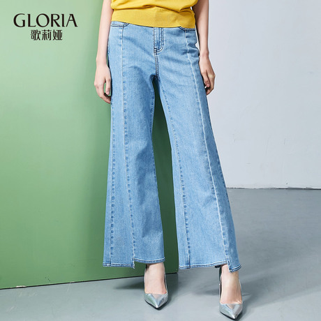 GLORIA/歌莉娅2018秋季高腰喇叭牛仔长裤187C1N100商品大图