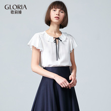 GLORIA/歌莉娅女装2018秋季桑蚕丝荷叶袖梭织衫187C3B040图片
