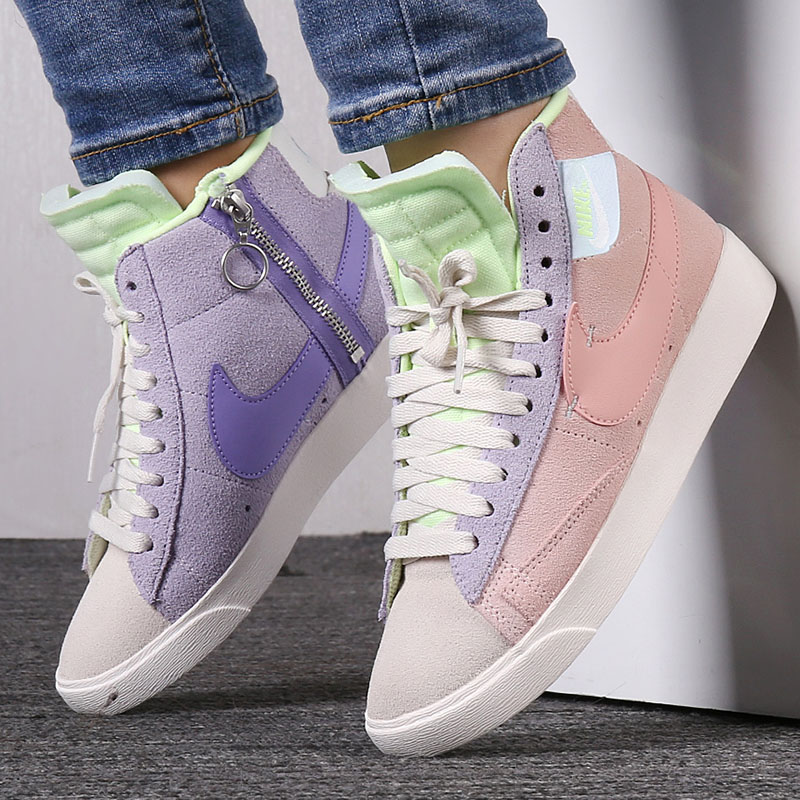 Nike Nike Women's Shoes 2019 Winter New Trailblazer High Top Board Shoes Sakura Pink Suede Grape Purple Sneakers