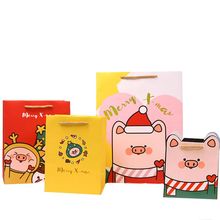 礼品袋 萌萌小猪新年圣诞纸袋卡通造型纸袋 拎纸袋 糖果袋 礼物袋