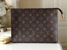LV路易威登老花洗漱包26cm大手拿包正品