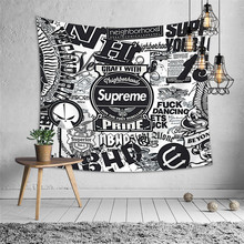 supreme个性 潮牌墙壁装 饰挂毯壁面挂布遮挡背景布桌布卧室墙布