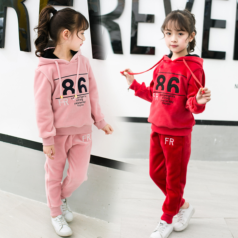 童装套装2018男童女童3春秋款4加厚金丝绒6连