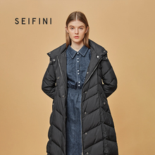 商场同款诗凡黎2018冬季新款时尚黑色加厚羽绒服女318A181301C图片