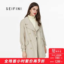 预售诗凡黎冬季宽松毛呢外套女2018新款中长款羊毛双面呢大衣女图片