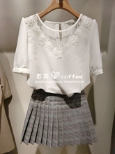 现折扣 韩国专柜代购ROEM18秋女装韩版短袖白衬衫衬衣RMBL837RQ2