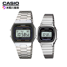 男女情侣小方块复古手表石英表金属电子表 670 158 卡西欧casio