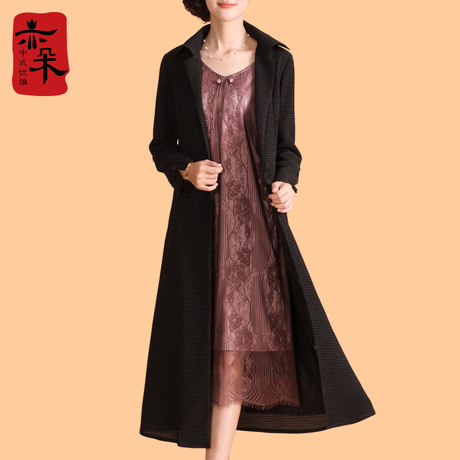 亦朵女装风衣2018秋装新款修身春秋外套风衣女中长款黑色长款外衣商品大图