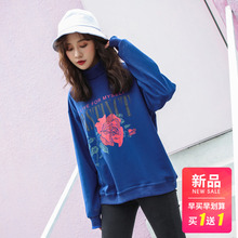 阁楼花开ins超火高领早秋卫衣女2018新款 韩版宽松bf原宿风长袖女图片