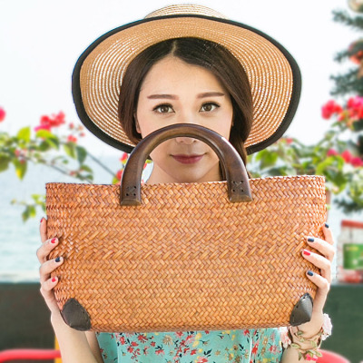 2018新款女包 泰国草编包沙滩包 旅游度假海边藤编手工编织手提包