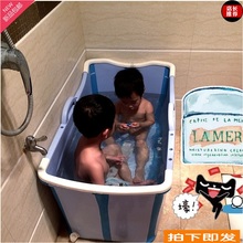 泡澡桶 婴儿浴盆游泳池 洗澡盆 儿童浴桶 攀大宝宝可折叠洗澡桶
