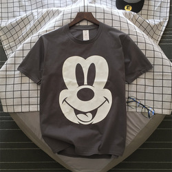 欧美街头夏季新款卡通印花圆领宽松t恤男女情侣短袖学生半袖潮