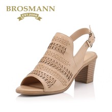 T40307 牛皮编织粗跟扣带穆勒凉鞋 宝舒曼2018春夏新品 BROSMANN