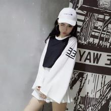 长袖 t恤女 宽松镭叭袖 新款 ins闺蜜宽松印花情侣装 原宿日系女装 韩版