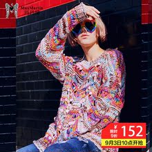 玛玛绨慵懒风毛衣女秋装2018新款镂空松松垮垮韩版宽松针织衫外套图片