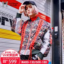 玛玛绨2018冬季新款棒球服潮牌外套时尚个性迷彩面包羽绒服女短款图片