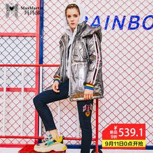 玛玛绨银色亮面羽绒服女冬2018新款连帽帅气个性加厚保暖时尚外套图片