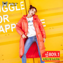 玛玛绨轻薄羽绒服女中长款冬装2018新款时尚连帽宽松过膝保暖外套图片