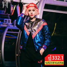 玛玛绨短款棉服女2018新款冬装宽松时尚欧美嘻哈帅气减龄棉衣外套图片