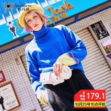玛玛绨蓝色针织衫女2018新款冬装韩版高领不规则ins慵懒宽松毛衣图片