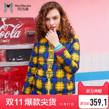 玛玛绨2018冬季新款港味复古格子立领羽绒服女修身显瘦薄款短外套图片