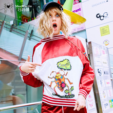 玛玛绨2018秋季新款红色个性棒球服欧美嘻哈外套女宽松街头夹克潮图片