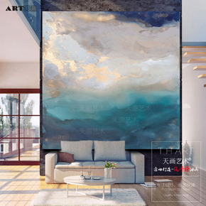 现代玄关竖版大幅挂画办公室风景油画抽象画装饰画客厅大尺寸壁画