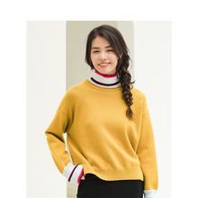 茵曼旗舰店高领开叉宽松韩版套头毛衣女2018冬装新款打底针织衫图片