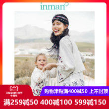 inman茵曼旗舰店镂空绣花全棉喇叭袖衬衫女长袖2018秋装新款衬衣图片