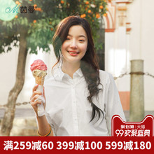 茵曼旗舰店衬衫2018秋装新款全棉蝙蝠中袖polo领宽松白色衬衣上衣图片