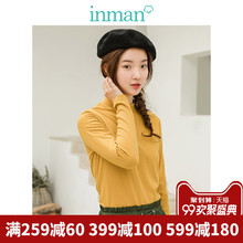 inman茵曼旗舰店高领绣花长袖T恤女上衣2018秋冬装新款打底衫秋衣图片