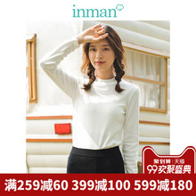 inman茵曼旗舰店半高领长袖T恤女装上衣2018秋冬新款秋衣打底衫图片