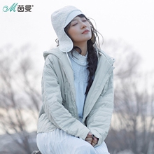 茵曼旗舰店2018冬装新款纯色连帽短款宽松轻便保暖羽绒服女士外套图片