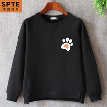 秋冬季套头卫衣女装宽松加厚开叉外套韩版潮圆领运动休闲加绒上衣图片