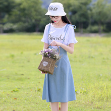 西子小荷吊带连衣裙夏季款女2018新款韩版收腰显瘦小清新中学生裙图片