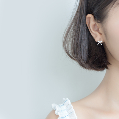 爱洛奇 s925银星星耳扣女韩版小清新满钻海星甜美耳钉耳环耳饰品
