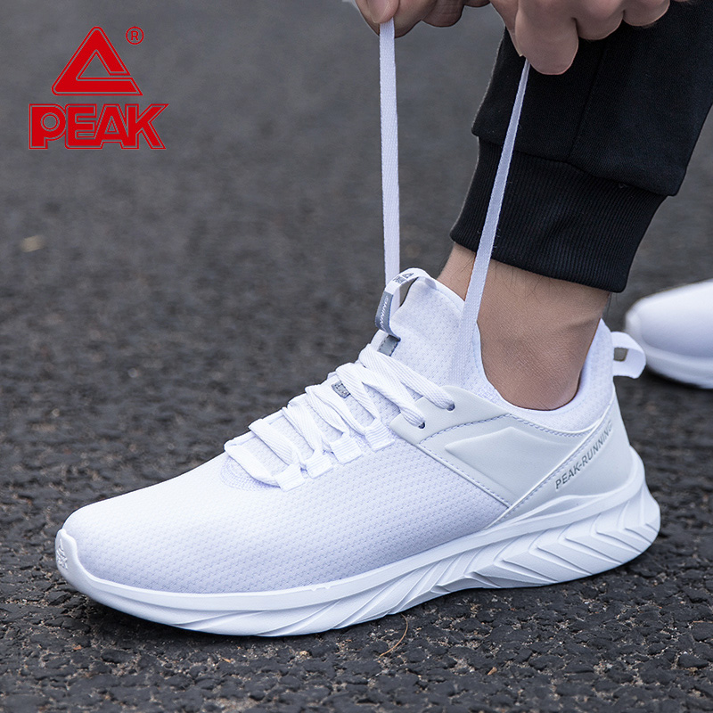 PEAK Men's Shoe Sports Shoes 2019 New Winter Casual Shoes Breathable White Brand Authentic Running Shoes Men's H