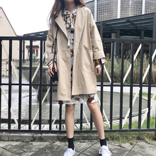 上衣外套 宽松西装 韩版 领一??鄢ば?chic2019新款 春秋风衣女中长款