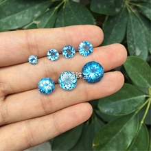 3mm 手链 12mm可镶戒指吊坠 圆形3 天然托帕石瑞士蓝裸石戒面