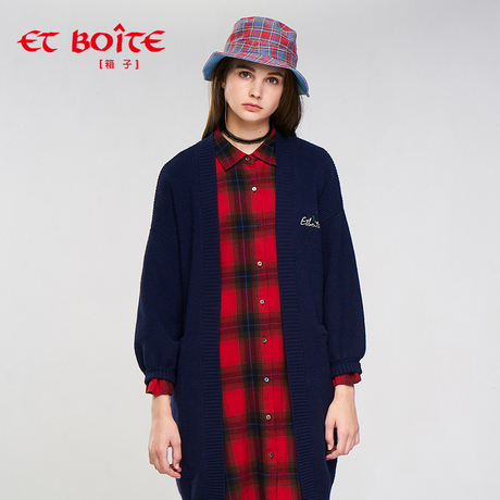 Et Boite/法文箱子秋季新款开衫外穿长款披肩毛衣女E182D006商品大图