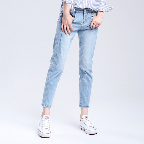 Et Boite/法文箱子秋夏简约水洗丝滑弹力牛仔裤女七分裤E6A198商品大图