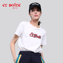 Et Boite/法文箱子秋装女2018新款宽松上衣圆领T恤女短袖E182C103图片