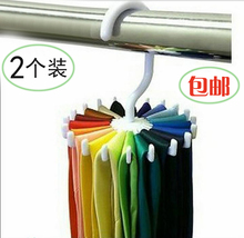 360度可旋转18爪领带丝巾围巾架多圈圈11孔皮带收纳挂架挂钩2个装