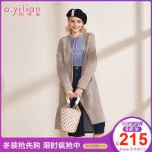阿依莲时尚韩版修身中长款毛衣外套女2018新款冬季针织开衫潮图片