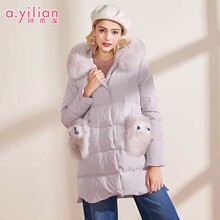 阿依莲2018年冬季新品线下同款时尚中长羽绒服184156Y223图片