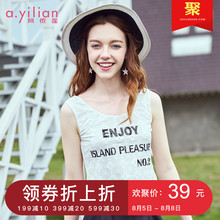 阿依莲2018夏装新款时尚百搭针织衫圆领无袖女T恤修身显瘦女装图片