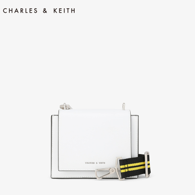 CHARLES&KEITH 小方包 CK2-80150749 双黄线装饰女士翻盖单肩包