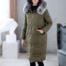 凤凰色长款过膝秋冬加厚羽绒服女2018新款宽松保暖毛领厚款外套潮图片