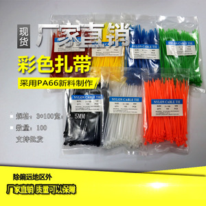 彩色尼龙扎带3*100卡扣红黄蓝绿黑白橙色小一拉得塑料勒死狗带扣